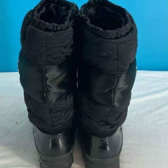 COACH Designer Women's Black Drexel Zip Side Rain Snow Boots Size 9.5B - Picture 4 of 7